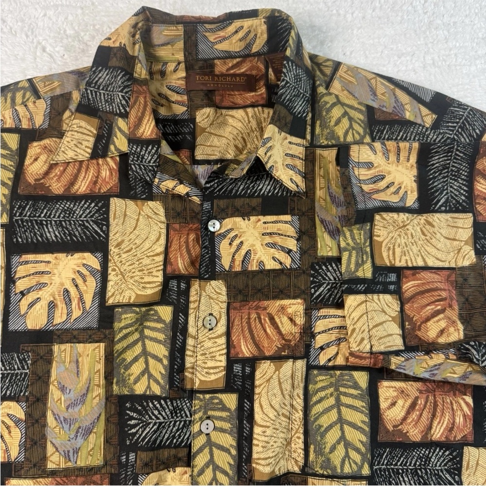 Tori Richards Men's‎ Large Hawaiian Button Shirt Multicolor Palm Tree Cotton